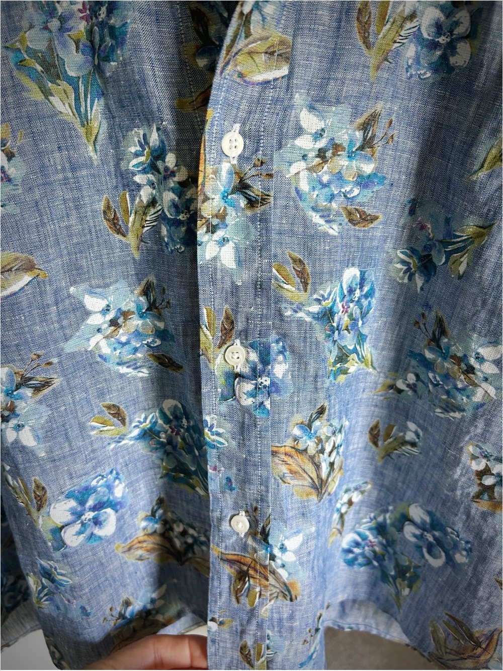 Frank & Eileen Linen Floral Boxy Button Down Blouse Top Size S - Picture 7 of 12